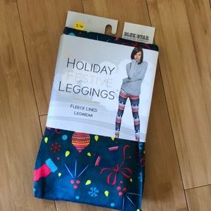 Holiday festive leggings fleece lined